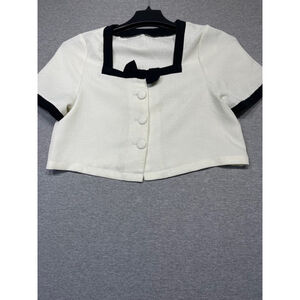 Women's Y.JIA Blouse, M, White & Black